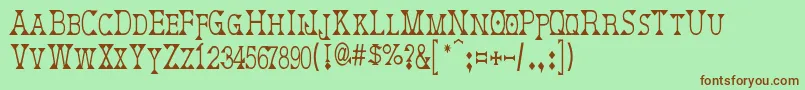 DeborahCondensed-Schriftart – Braune Schriften auf grünem Hintergrund
