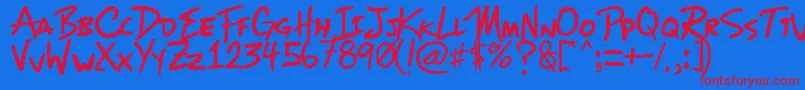 フォントMizike – 赤い文字の青い背景