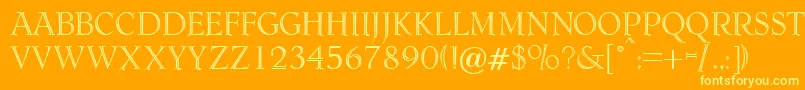 DagenhamRegularDb-fontti – keltaiset fontit oranssilla taustalla