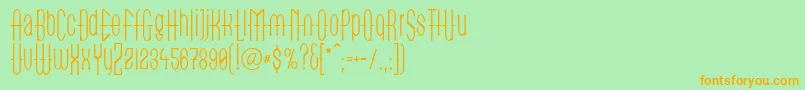 LinotypegotekkThin-Schriftart – Orangefarbene Schriften auf grünem Hintergrund