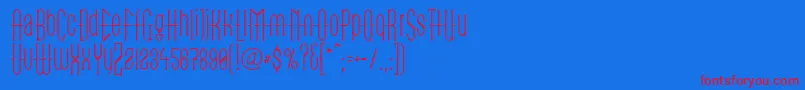 LinotypegotekkThin-Schriftart – Rote Schriften auf blauem Hintergrund