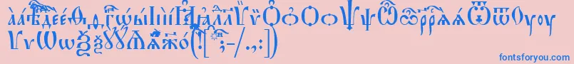 HirmosUcs Font – Blue Fonts on Pink Background
