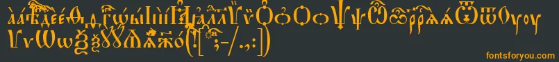HirmosUcs-Schriftart – Orangefarbene Schriften auf schwarzem Hintergrund