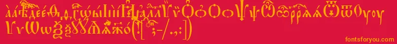 フォントHirmosUcs – 赤い背景にオレンジの文字