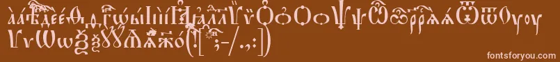 HirmosUcs Font – Pink Fonts on Brown Background