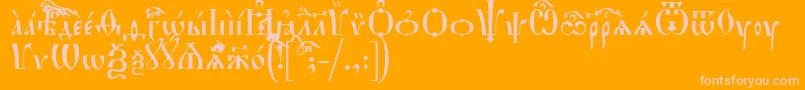 Fonte HirmosUcs – fontes rosa em um fundo laranja