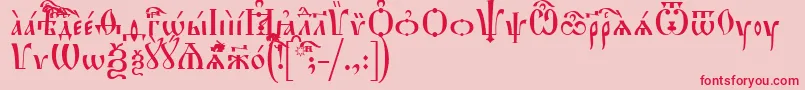 HirmosUcs-Schriftart – Rote Schriften auf rosa Hintergrund