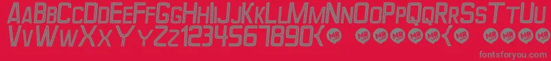 PerforamaItalic-fontti – harmaat kirjasimet punaisella taustalla
