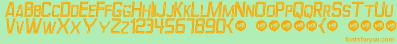 Fonte PerforamaItalic – fontes laranjas em um fundo verde