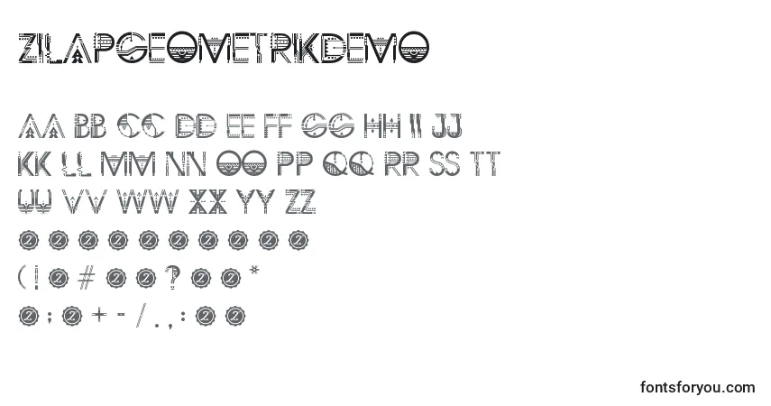Шрифт ZilapGeometrikDemo – алфавит, цифры, специальные символы
