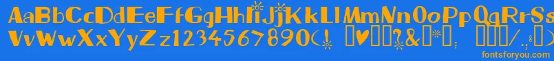 フォントBeam – オレンジ色の文字が青い背景にあります。