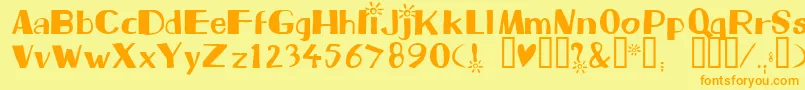 フォントBeam – オレンジの文字が黄色の背景にあります。