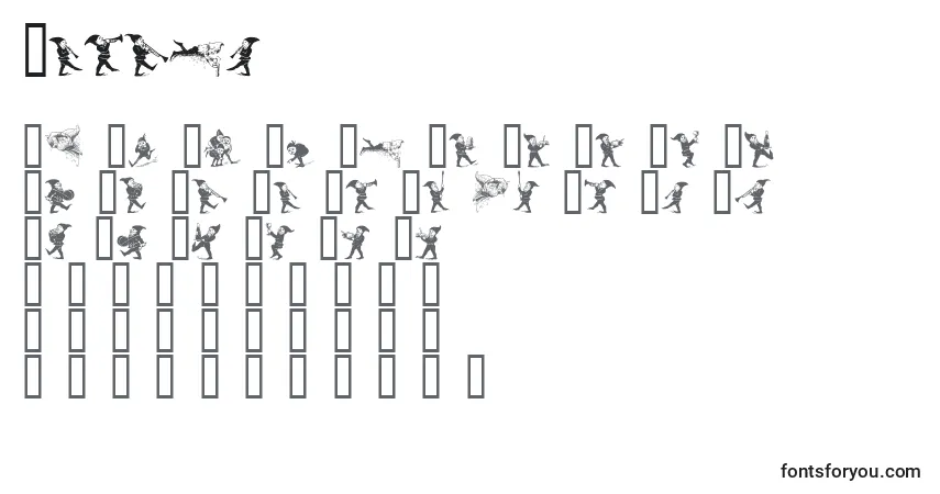 Czcionka Gnomes – alfabet, cyfry, specjalne znaki
