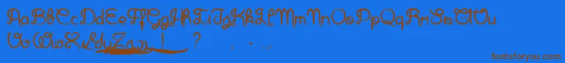 フォントArthus1Hig6htone – 茶色の文字が青い背景にあります。