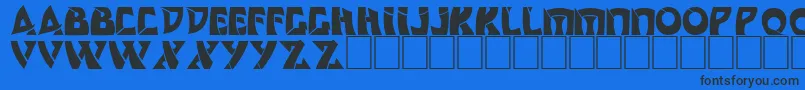 DsComedyCyrBold-Schriftart – Schwarze Schriften auf blauem Hintergrund