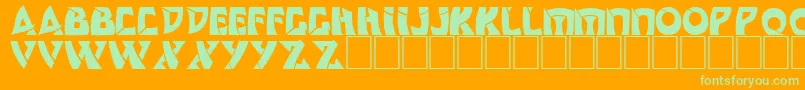 DsComedyCyrBold-Schriftart – Grüne Schriften auf orangefarbenem Hintergrund