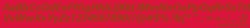 Czcionka Zurichbi – brązowe czcionki na czerwonym tle