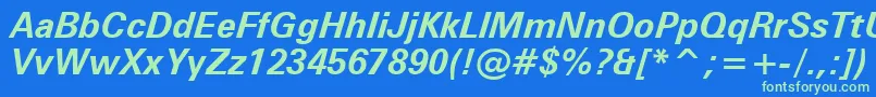 Zurichbi Font – Green Fonts on Blue Background