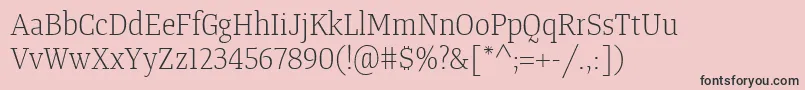 Weitere Informationen zur TangerserifnarrowulLight-Schriftart TangerserifnarrowulLight-Schriftart – Schwarze Schriften auf rosa Hintergrund