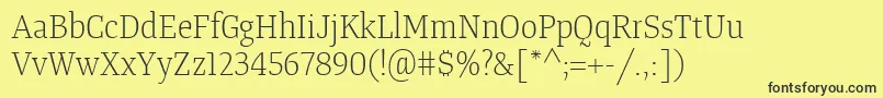 TangerserifnarrowulLight Font – Black Fonts on Yellow Background