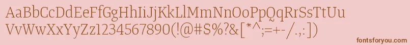 Fonte TangerserifnarrowulLight – fontes marrons em um fundo rosa