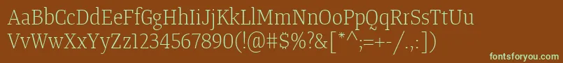 Шрифт TangerserifnarrowulLight – зелёные шрифты на коричневом фоне