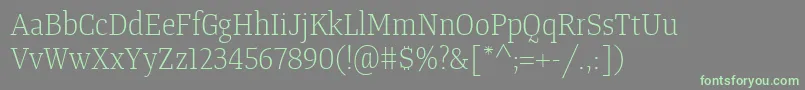 TangerserifnarrowulLight-fontti – vihreät fontit harmaalla taustalla