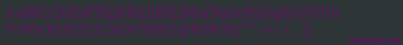 Czcionka TangerserifnarrowulLight – fioletowe czcionki na czarnym tle