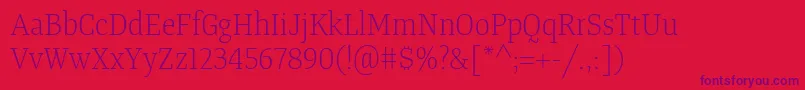 TangerserifnarrowulLight Font – Purple Fonts on Red Background