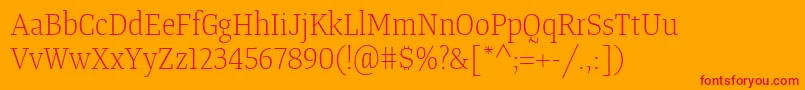 TangerserifnarrowulLight Font – Red Fonts on Orange Background