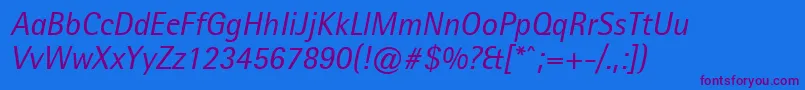 Fonte LibreSemiSansSsiItalic – fontes roxas em um fundo azul