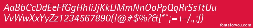 フォントLibreSemiSansSsiItalic – 赤い背景に白い文字
