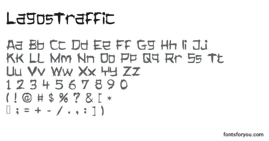 Fuente LagosTraffic - alfabeto, números, caracteres especiales