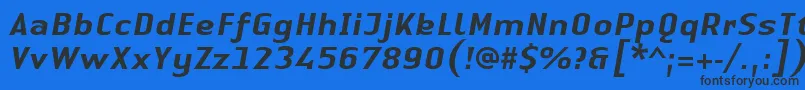 フォントLinotypeAuthenticSansMediumitalic – 黒い文字の青い背景