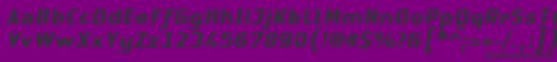 Fonte LinotypeAuthenticSansMediumitalic – fontes pretas em um fundo violeta