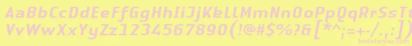 LinotypeAuthenticSansMediumitalic-fontti – vaaleanpunaiset fontit keltaisella taustalla