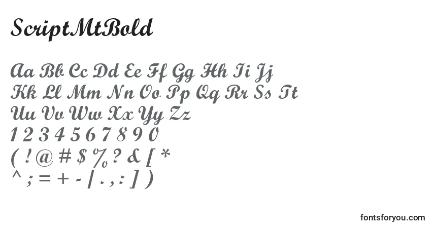 ScriptMtBold-fontti – aakkoset, numerot, erikoismerkit