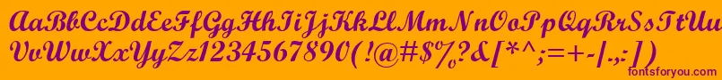 ScriptMtBold Font – Purple Fonts on Orange Background