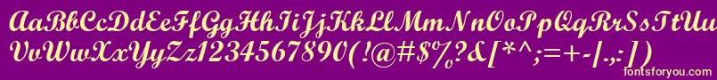 ScriptMtBold-Schriftart – Gelbe Schriften auf violettem Hintergrund