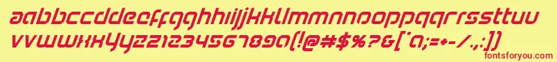 Шрифт Youngerbloodboldsuperital – красные шрифты на жёлтом фоне