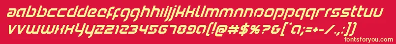フォントYoungerbloodboldsuperital – 黄色の文字、赤い背景