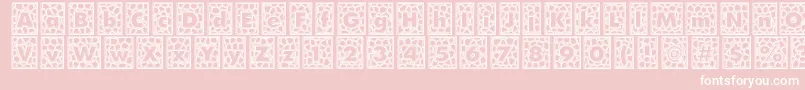 QuintusLeadedglass-Schriftart – Weiße Schriften auf rosa Hintergrund