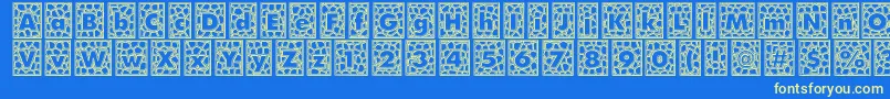 QuintusLeadedglass-Schriftart – Gelbe Schriften auf blauem Hintergrund