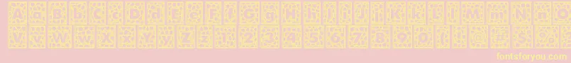 QuintusLeadedglass-Schriftart – Gelbe Schriften auf rosa Hintergrund