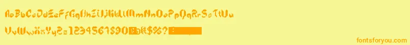 フォント5kreeper – オレンジの文字が黄色の背景にあります。