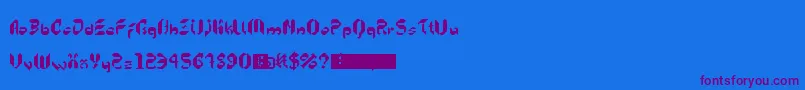 5kreeper-Schriftart – Violette Schriften auf blauem Hintergrund