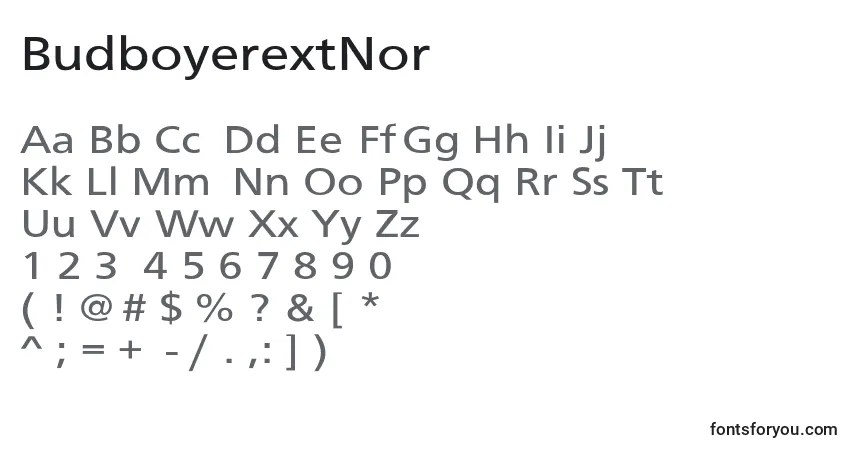 Schriftart BudboyerextNor – Alphabet, Zahlen, spezielle Symbole