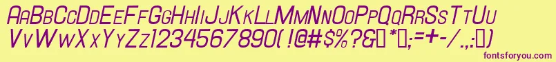 HallandaleSm.CapsIt.Jl Font – Purple Fonts on Yellow Background