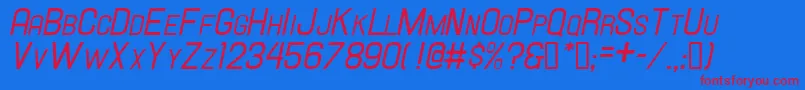 HallandaleSm.CapsIt.Jl Font – Red Fonts on Blue Background