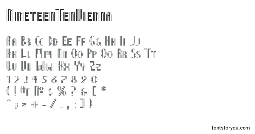 Czcionka NineteenTenVienna – alfabet, cyfry, specjalne znaki